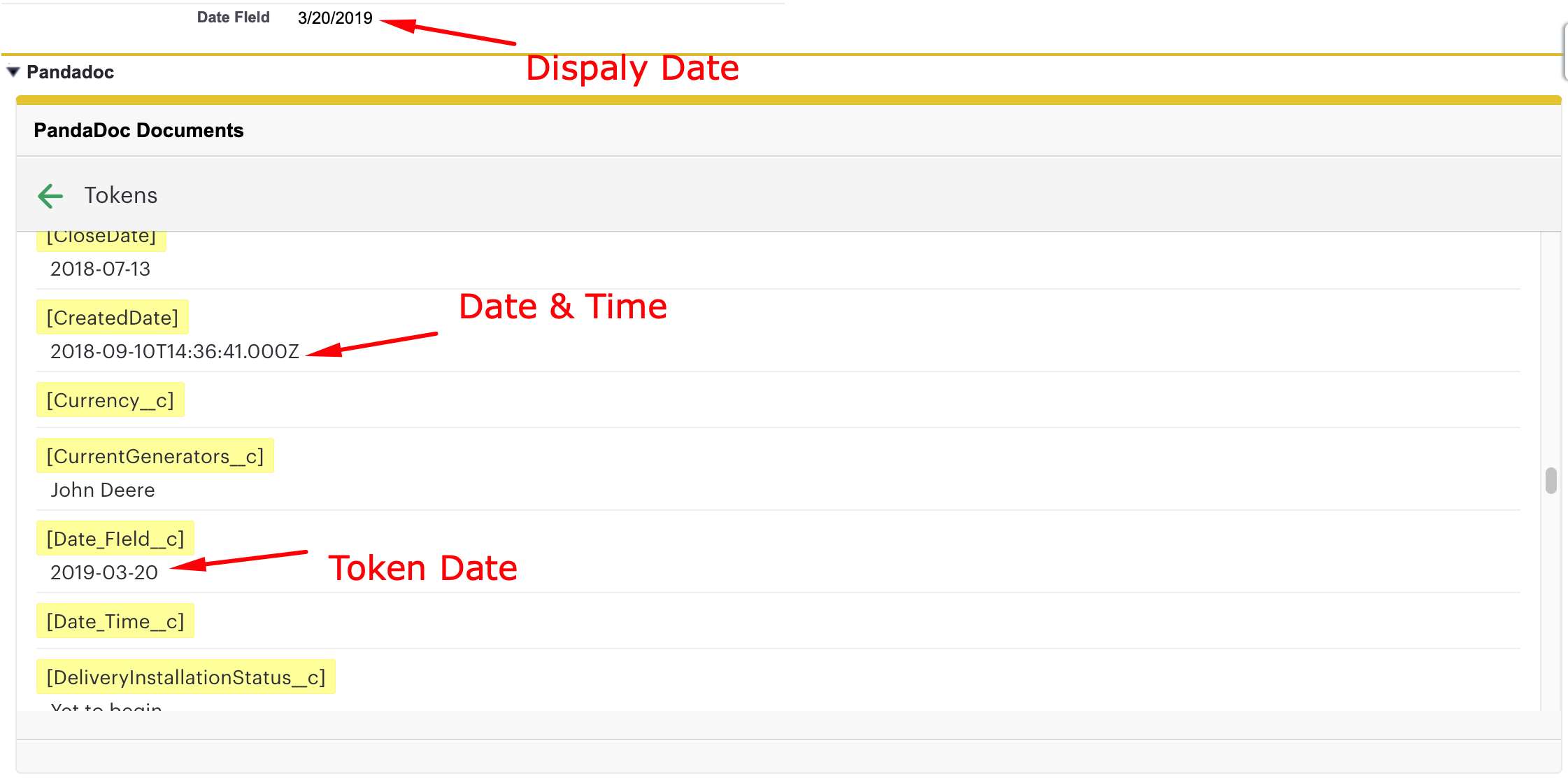 Format Salesforce Date Token