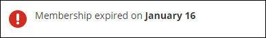 Viewing an Expired Membership alert example