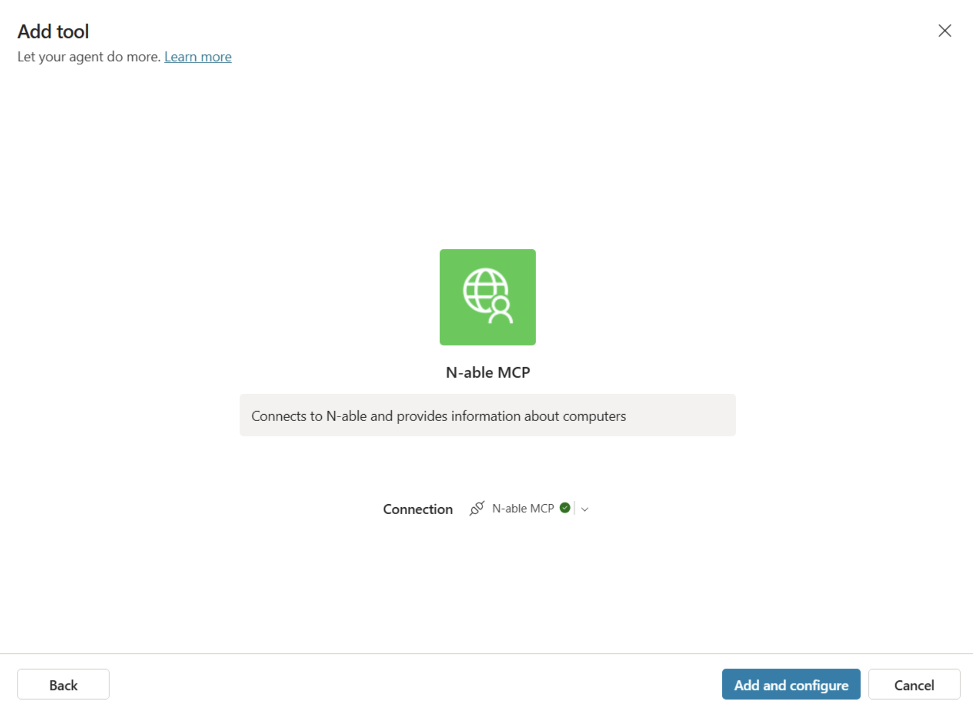 Create connection dropdown