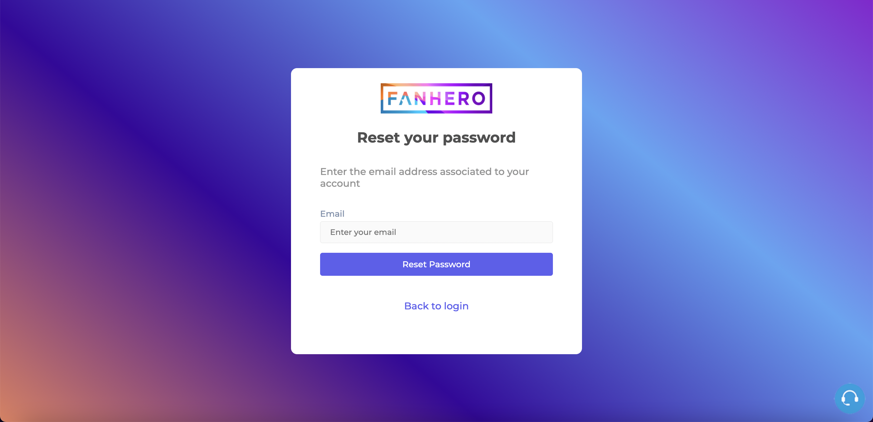 The Reset your password screen