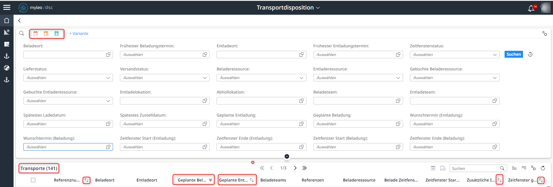 Änderungen innerhalb der Transportdisposition App