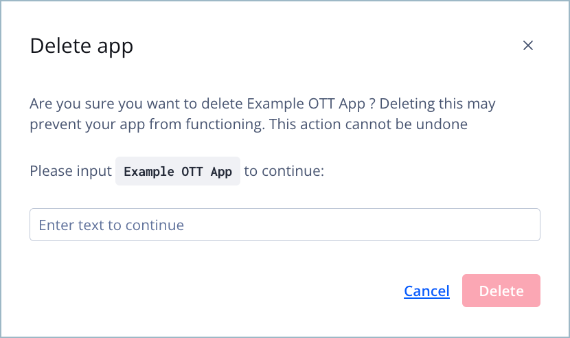 Delete app warning prompt