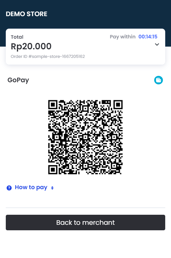 An example of a **dynamic QRIS**. The QR code will **always be different** for each transaction.