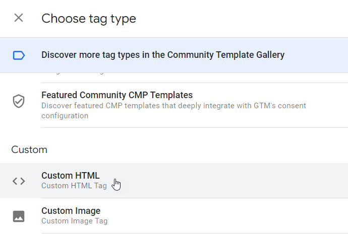 Custom HTML tag GTM