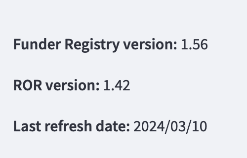Last updated date and registry versions