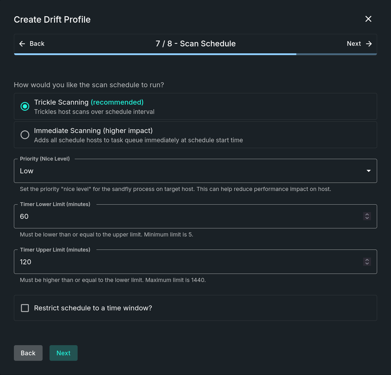 Scan Schedule Step Scan Schedule Step