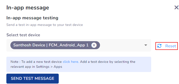 Reset selected test device(s)