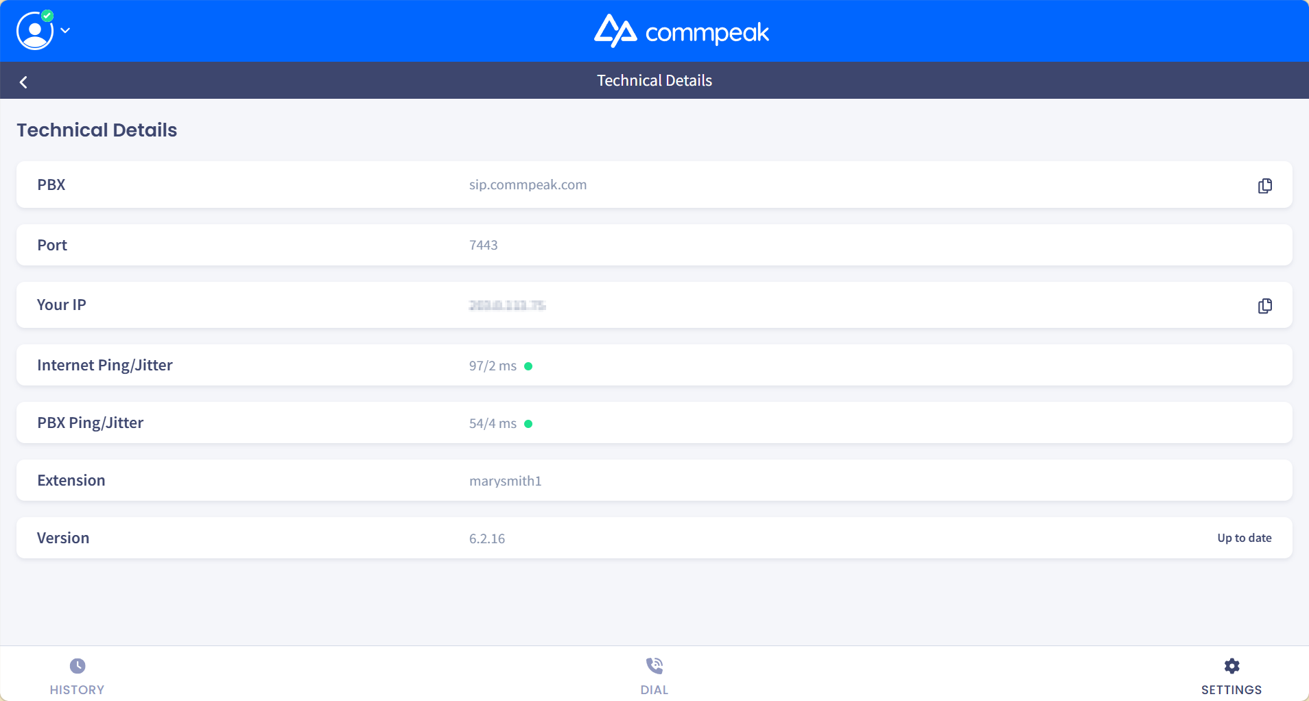 Screenshot of the Technical Details section