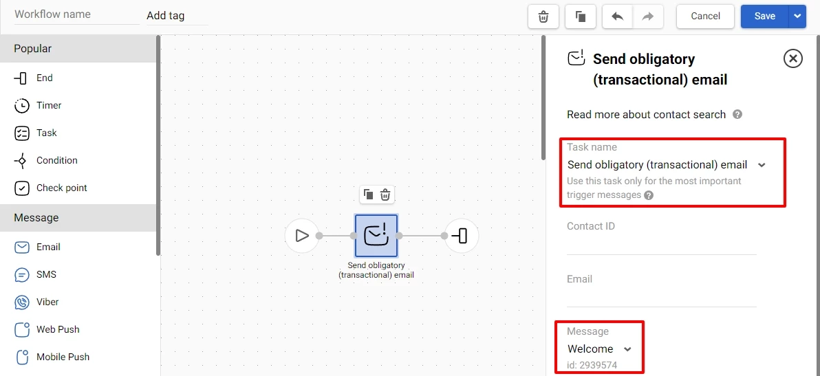 Task block parameters