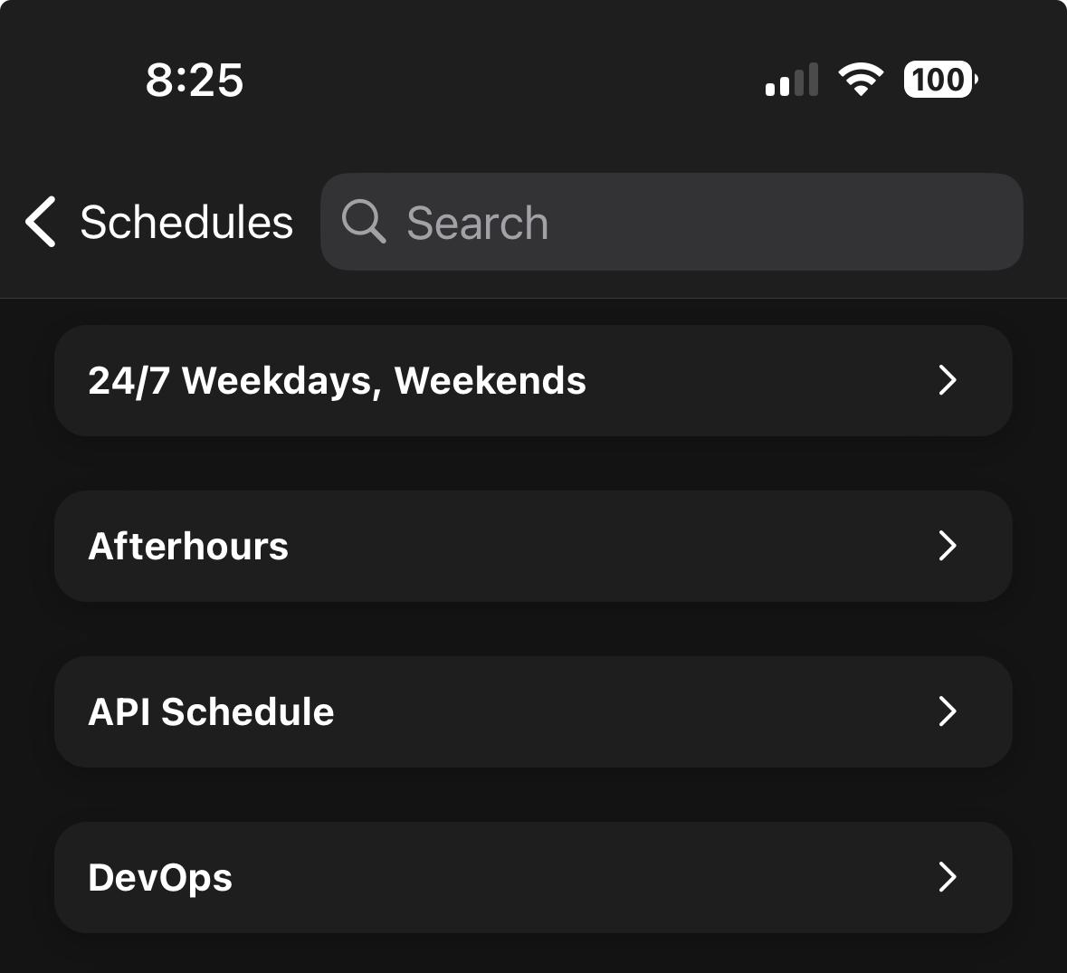 Search schedules