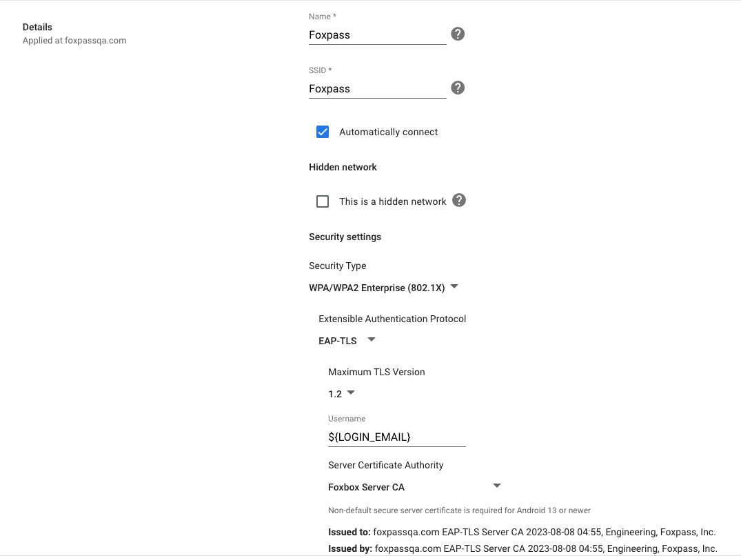 Wi-Fi settings