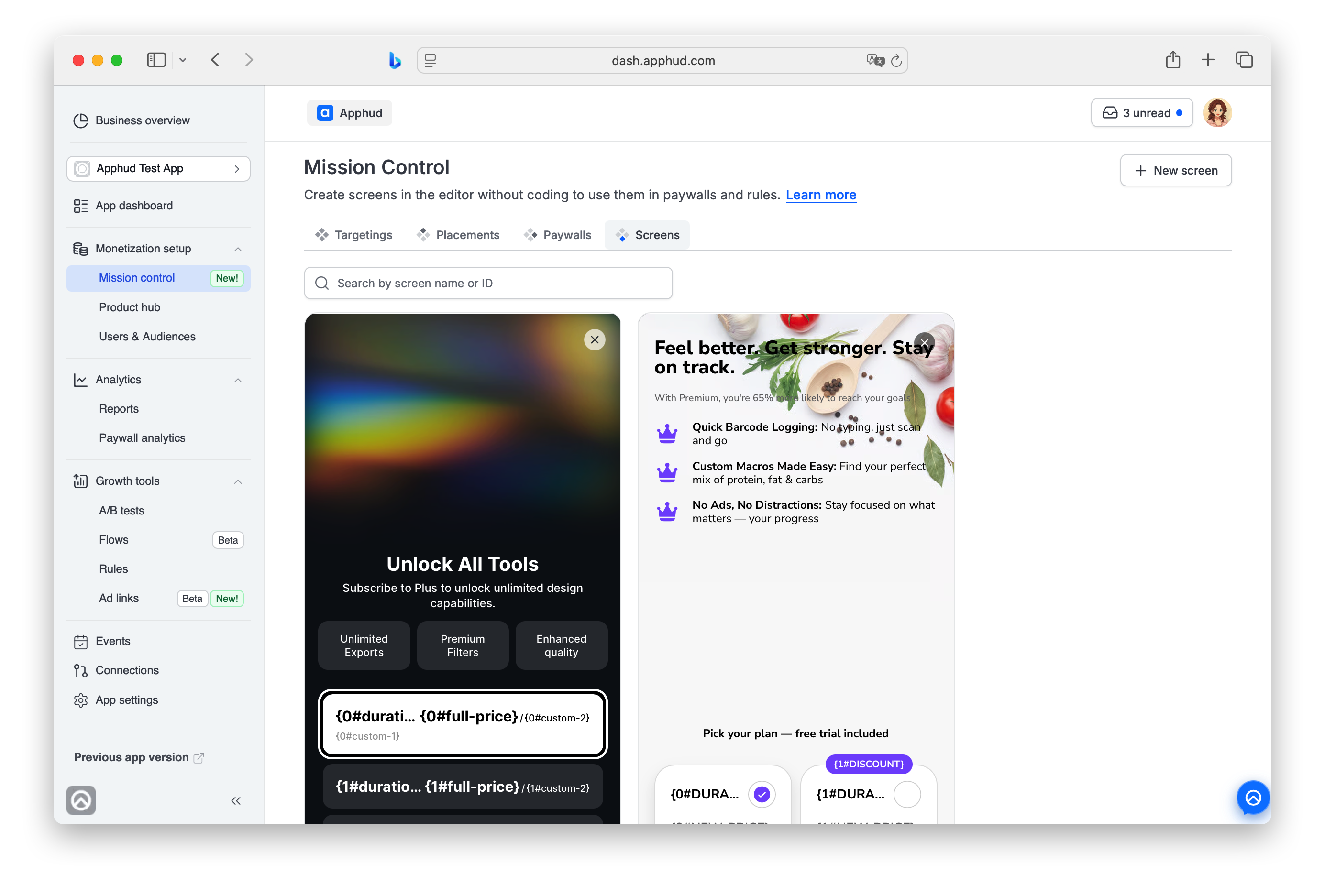Mission Control - Paywall Screens List