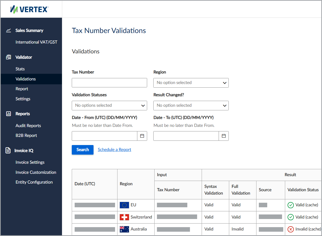 The Tax Number Validations feature.