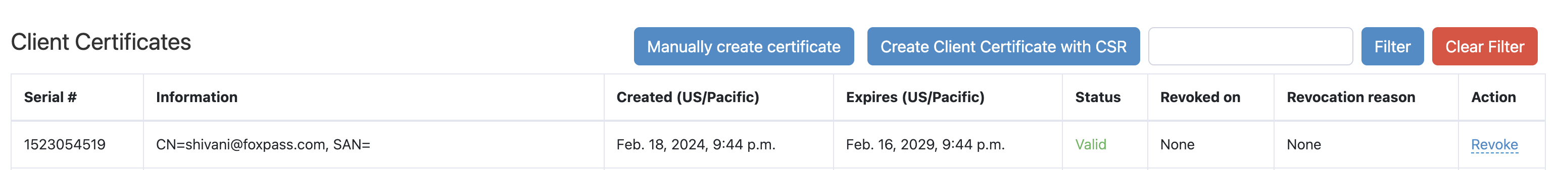 Client certificate

