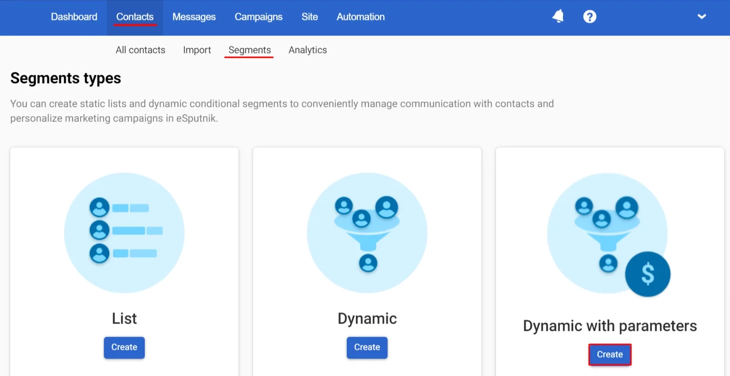 Dynamic with parameters