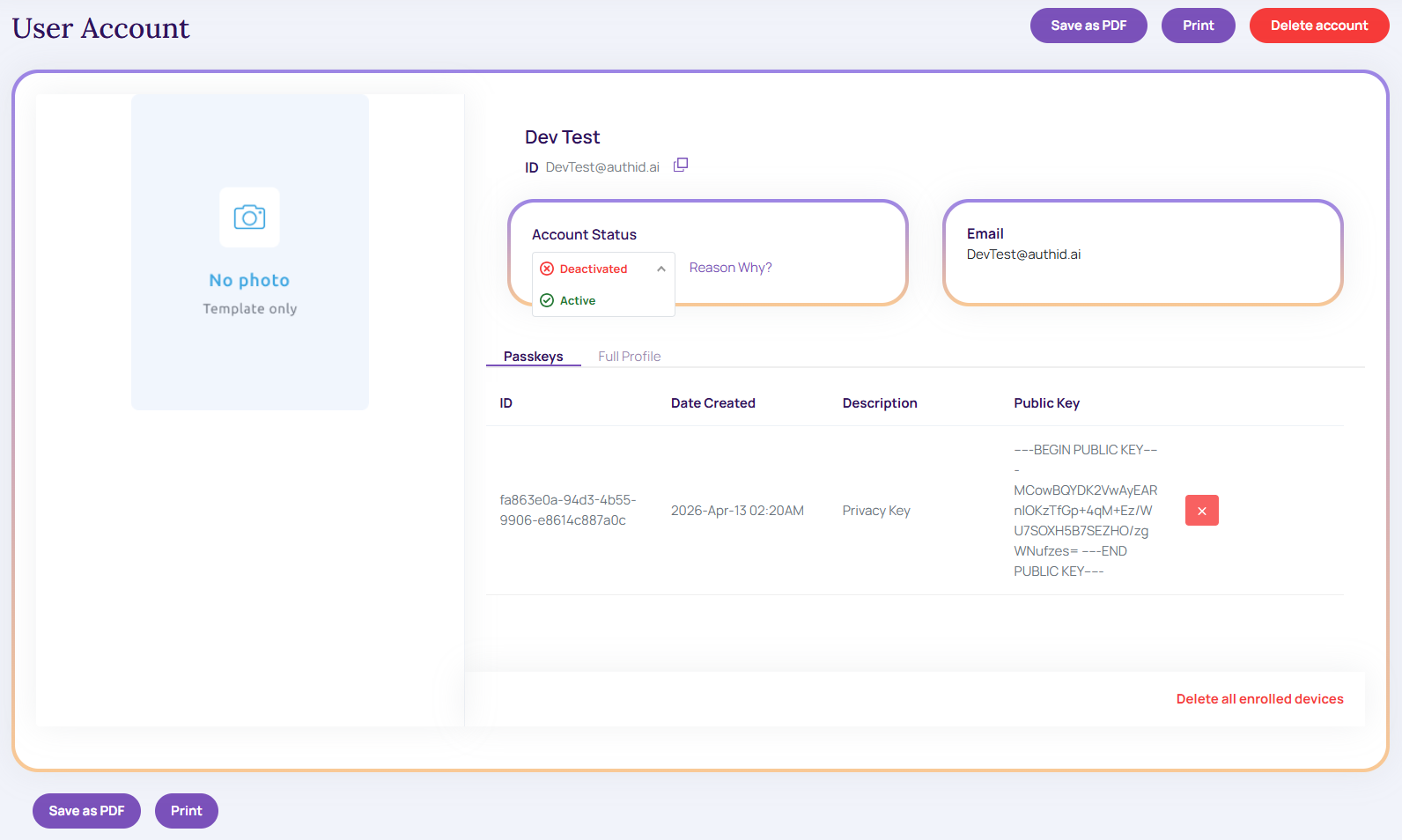 Activating an account in the Identity Portal.