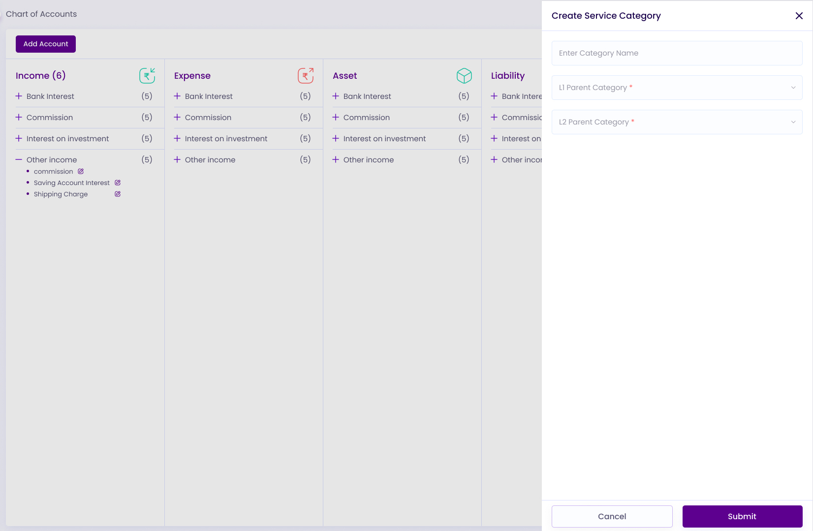 Add New Chart of Accounts