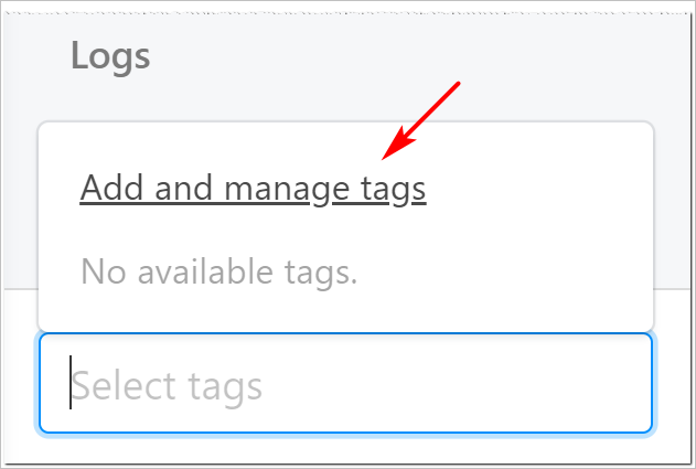 Manage tags link