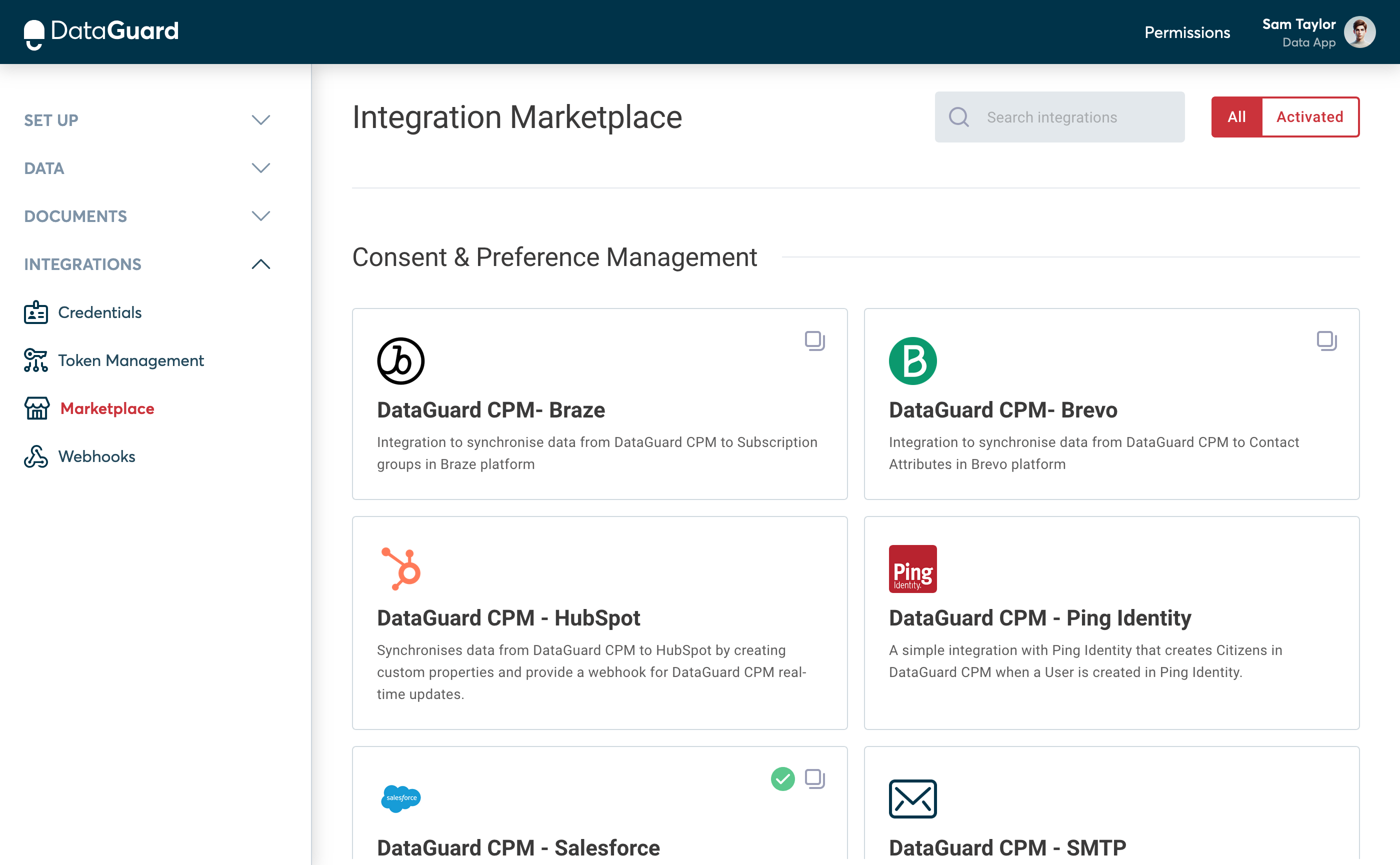 The Marketplace page in the CPM UI.