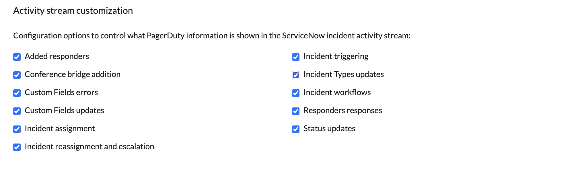 Enable Incident Types updates