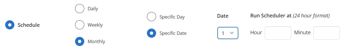 Monthly specific date options