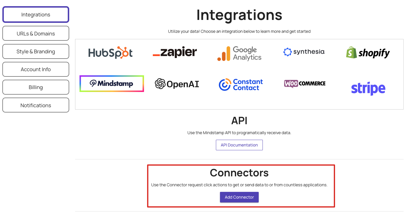 Integrations: Connector Section