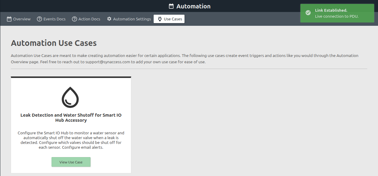 Automation Use Cases page