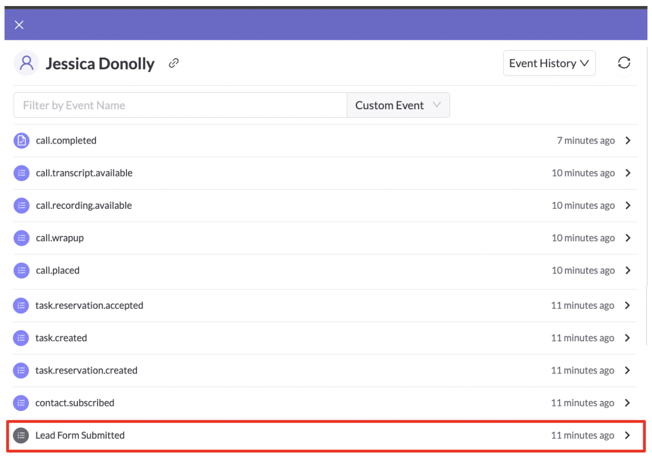 Contact Profile - Event History