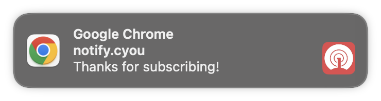 The welcome notification displays after a user subscribes to your website successfully and is customizable within your OneSignal dashboard.