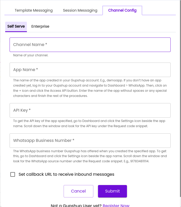 Channel config - Self serve