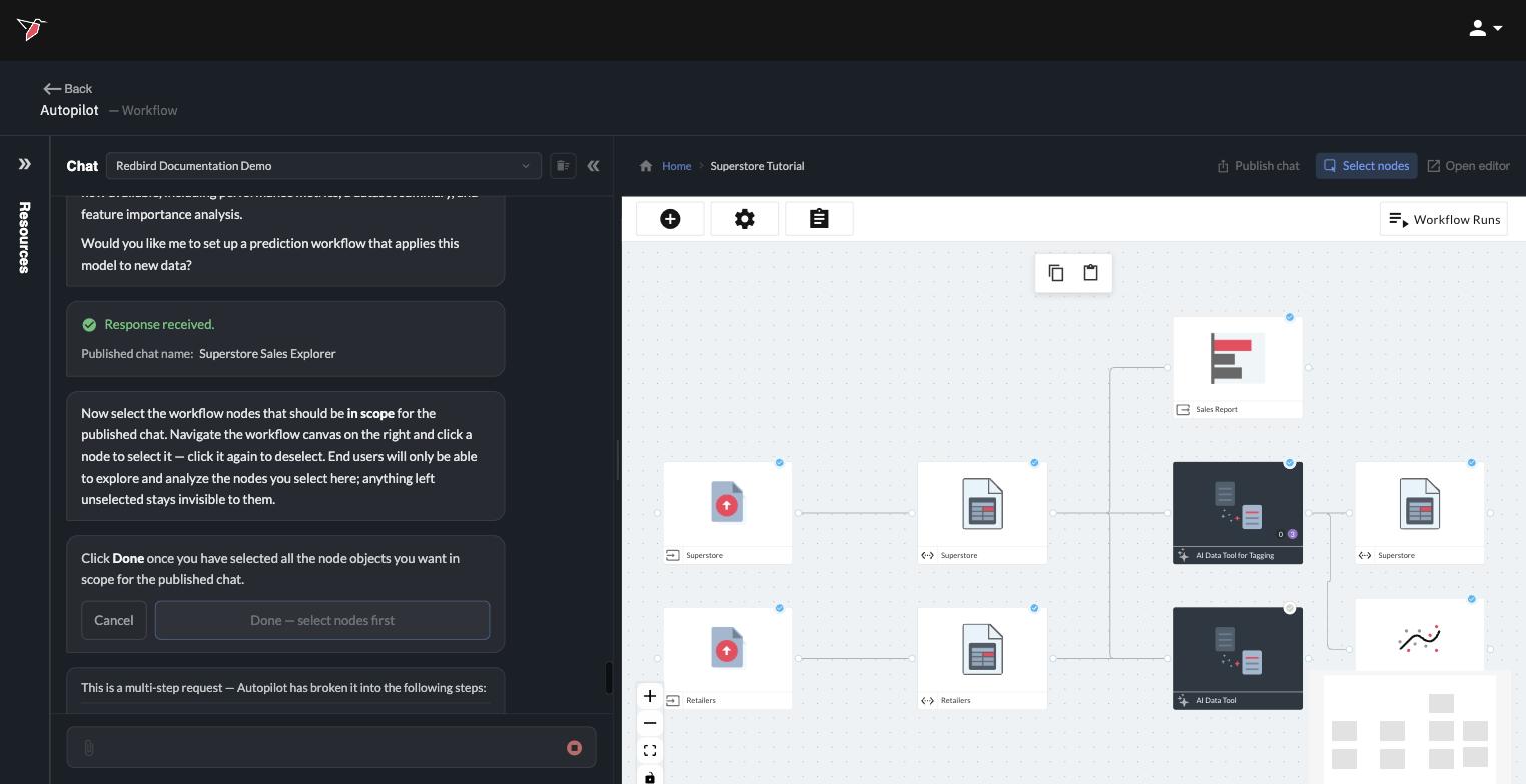 Autopilot explains scope selection: only the nodes you select are visible to end users