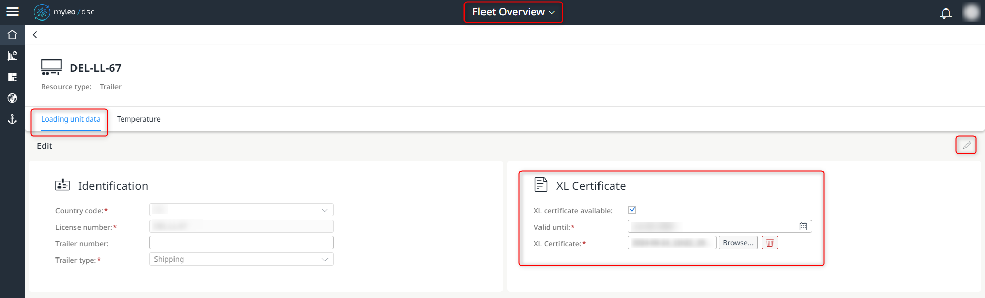 Edit an existing XL certificate