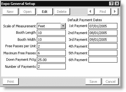 From Exposition, select Set up an exposition, double-click an exposition, click More, and select General
