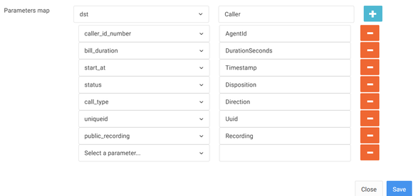 Screenshot of mapping fields on the CRM side