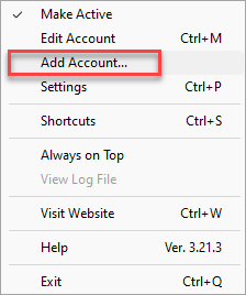 Screenshot of the **Add Account** option