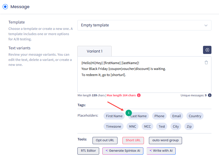 Screenshot with missing data set