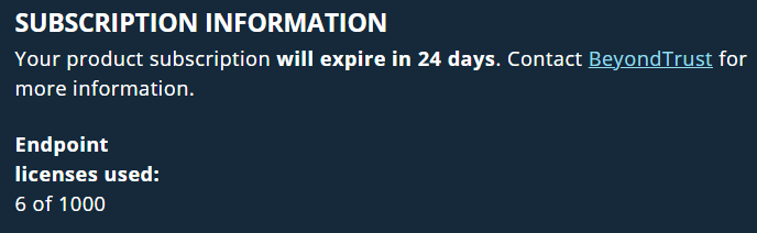 Subscription status and license count