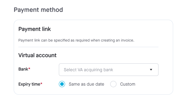 Payment method default settings