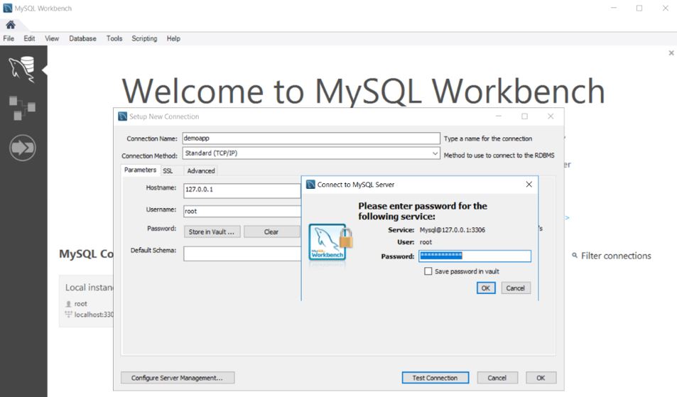 **The workbench should successfully connect to the MYSQL server **