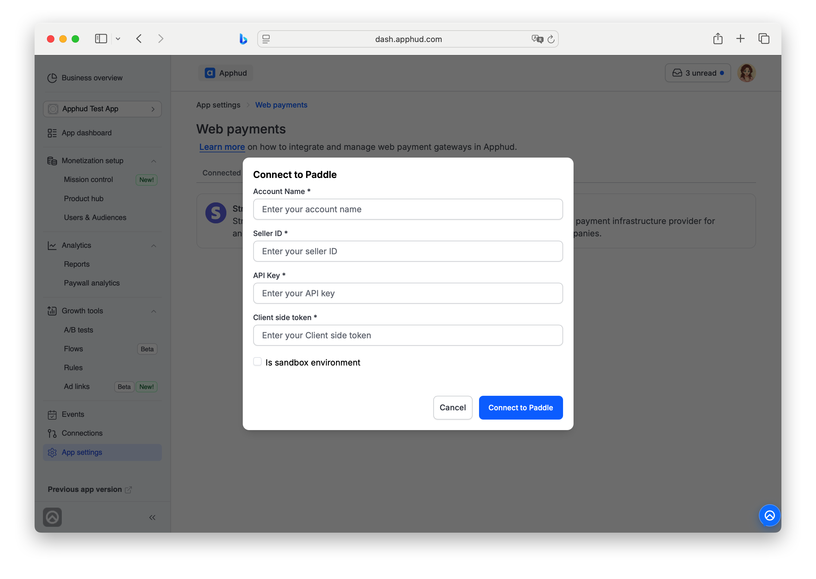 Web Payments - Paddle set up