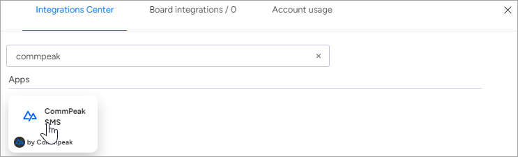 Screenshot of the **Integrations Center** tab