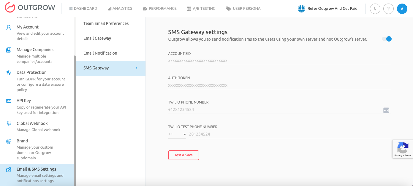 SMS Gateway Settings