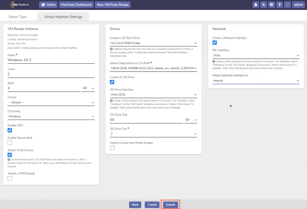 Virtual Machine Settings