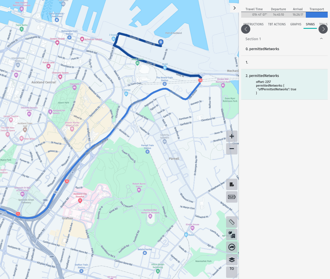 offPermittedNetworks span at the end of the route