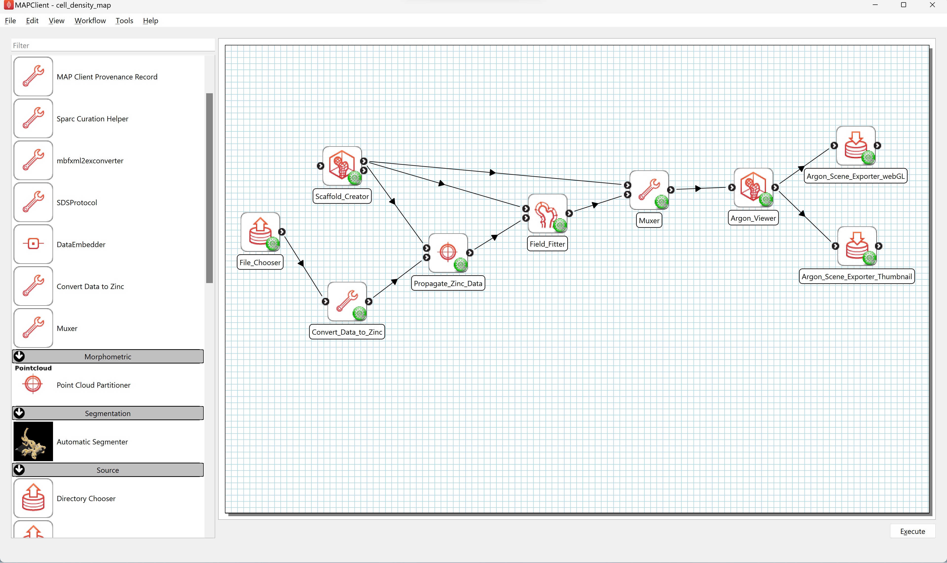 Figure 8. Workflow showing connections for mapping physiological data