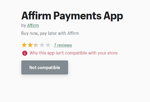 Not Compatible message