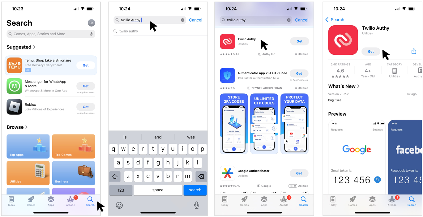 Example Apple App Store download steps