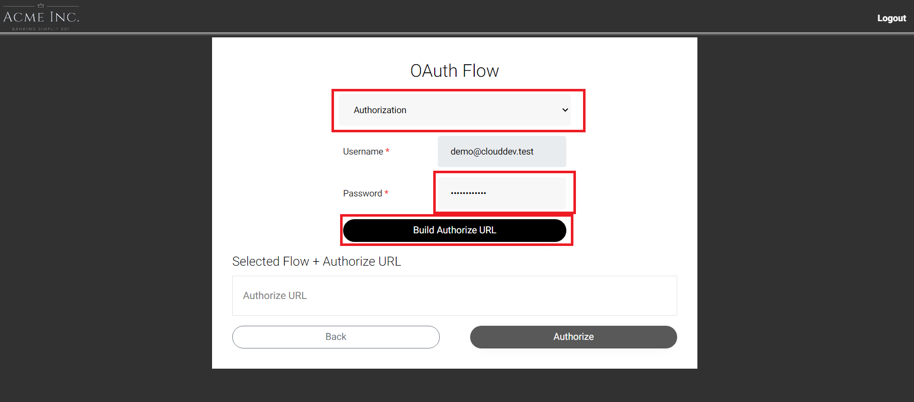 Authorize flow for OAuth - User Interactive protocol