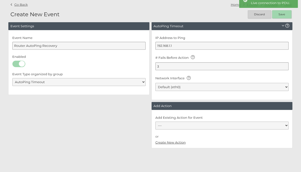 Create an AutoPing Timeout event