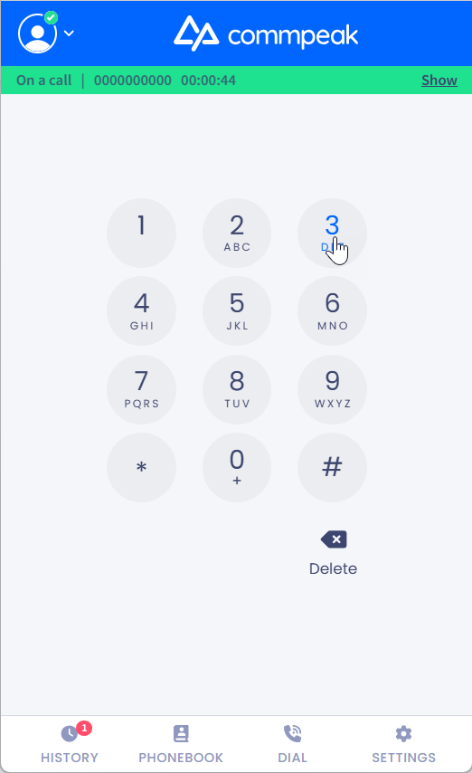 Screenshot with a keypad on the screen